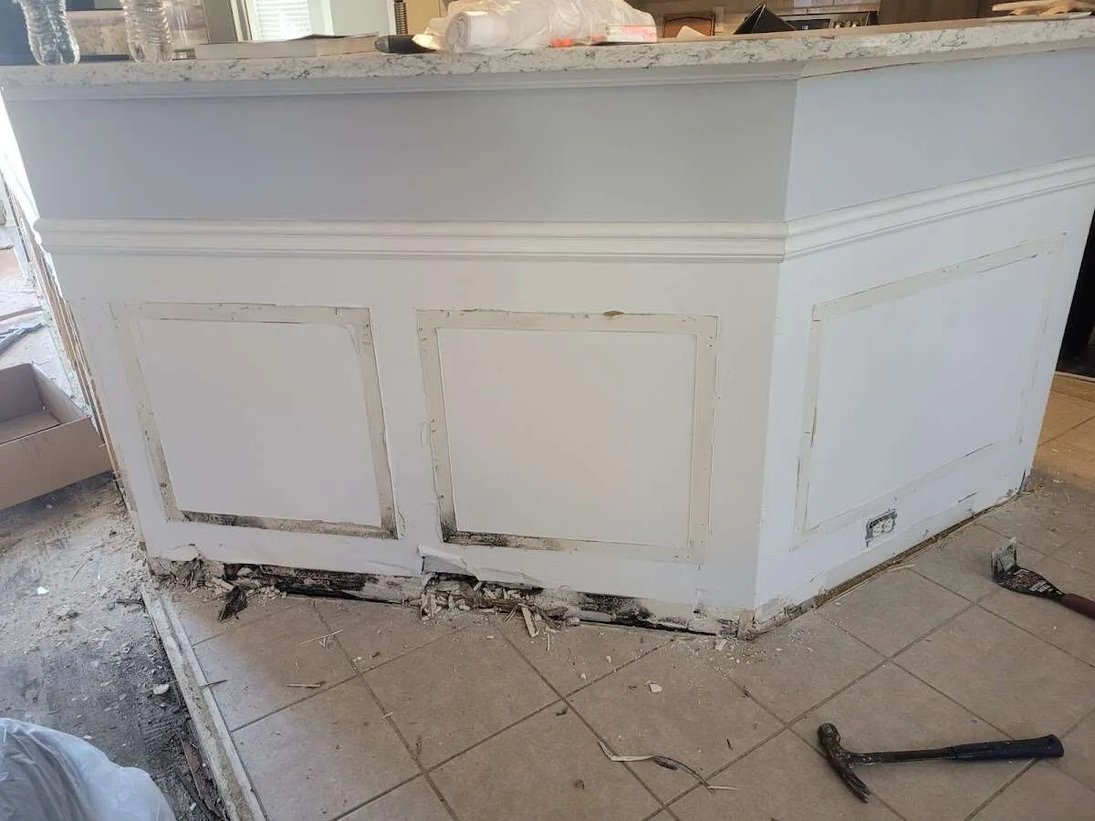 Water damage and mold on kitchen during Storm Damage Restoration in College Park